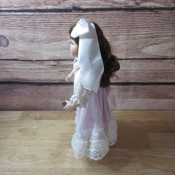 Paradise Galleries 14" Porcelain Doll Victorian Style Dress with Stand - Picture 5 of 10